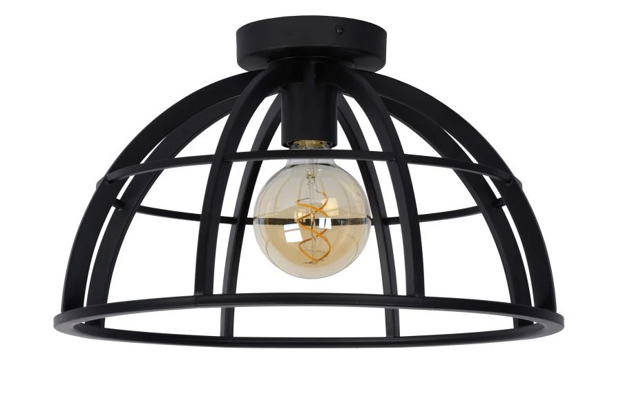 Lucide DIKRA - Flush ceiling light - 1xE27 - Black - off